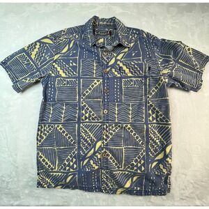KAHALA 1936 Mens M Shirt Button Front Camp Aloha Tropical Blue Beige